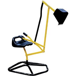 Ride on Crane Digger w Stabilizing Base- Kids Outdoor Digging Excavator Play Toy or Gift- Swing & Scooper Grab Function, Rotation Seat Goes 360 Degrees Around- Use in Backyard Sandbox, Dirt or Snow
