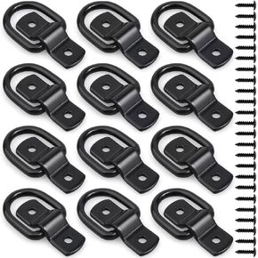 12 Pack D-Ring Tie Downs, 1/4" D-Rings Anchor Lashing Ring Heavy Duty Tie Down Ring with Mounting Bracket Car Truck Bed Cargo, for Loads on Trailers Trucks RV Campers etc Vehicles
