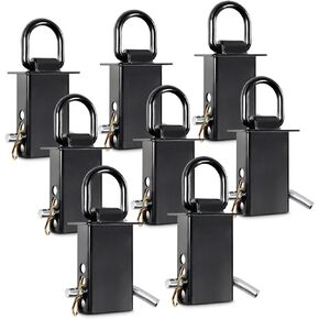 Stake Pocket D Ring Heavy Duty Adjustable Trailer Stake Pocket, Load Limit 5400lbs & 4 Holes for Adjustment, Removable Stake Pocket D-Ring Tie Downs Utility for Flatbed Trucks (Black, 4 Pack)