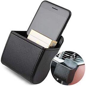 TRUE LINE Automotive Car Interior Air Vent Dash Mount Phone Storage Coin Bag Case Organizer Cellphone Holder Box with Hook (Beige)