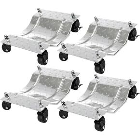 Heavy Duty Car Dolly 4 Pack, 6000 lbs Wheel Dolly Car Tire Stake with Brakes, Car Tire Dolly Cart with Wheels, Vehicle Dollies for Moving, Car Repair