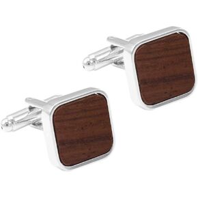 Square Wooden Men's Cufflinks Classic Tuxedo Shirt Cufflinks for Business Wedding Formal Occasions, 16x16mm