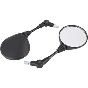 Pair 10mm Folding Rear View Side Mirrors Round Motorcycle Rearview Mirror Black
