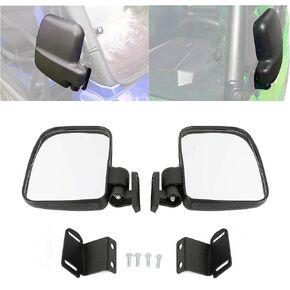 KUAFU Side View Mirror Set Compatible with 2013+ Polaris Ranger XP 900 Lock N Ride Cab Frame (Not for Round Roll Bars) Rear View Rearview Mirrors Left & Right