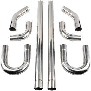 2'' Inch DIY Custom Mandrel Exhaust Pipe Tube Pipe Industry Pipe,48'' Straight Pipe,2'' OD Straight & Mandrel Bend Pipe(45/90/180 Degree) Kit,T304 Stainless Steel,Universal Fitment-8PCS