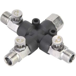 Airbrush Fitting, 1/8 Three Way Adjustable Metal Air Hose Splitter Airbrush Fitting Connecting Accessories