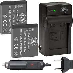 BM Premium 2 Pack of LB-015 Batteries and Battery Charger for Kodak PIXPRO WPZ2 Digital Camera