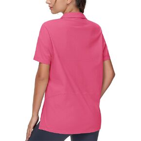 THE GYM PEOPLE Women's Loose fit Workout Polo Shirts Back Short Sleeve V Neck Tees Tops with Side Slits