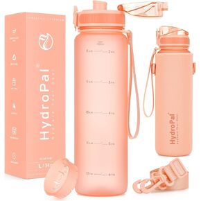 Unistar Water Bottle with Time Marker -Large 34 oz Tritan Bottle & No Sweat Sleeve -Leak Proof Gym Sports Bottle with Fruit Infuser Strainer & Carrying Strap - Gift Package for Christmas