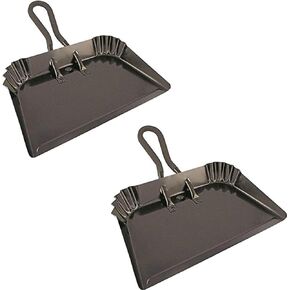 Edward Tools Extra Large Industrial Metal Dust Pan 17" - Heavy Duty Powder Coated Steel does not chip or bend - Great for large cleanups - Rubber Grip Loop handle for comfort/hanging (2)