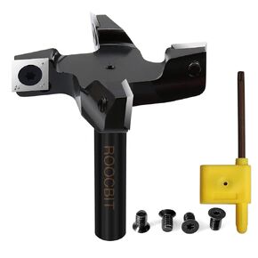 CNC Spoilboard Surfacing Router Bit, 1/2" Shank 2" Cutting Dia Insert Carbide Slab Flattening Grooving T-Slotting Woodworking Milling Cutter Tools by ROOCBIT