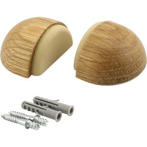 WORKPRO W133318 Wooden Adhesive or Screw Mounted Soft Bumper Dome Door Stopper, Oak Finish (2 Pack)