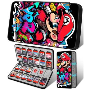 Xinocy for Nintendo Switch Game Case with 24 Game Holder Slots and 24 SD Micro Card Slots for Nintendo Switch/Lite/OLED,Cute Cartoon Games Cartridge Cases for Boys Kids Girls Kawaii Storage Box, Black