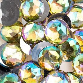 John Bead 100 Pieces 25mm, Black AB, Acrylic Round Flat Back Rhinestones for Jewelry Making, DIY Crafts, Nail Art, Face Makeup, Clothes