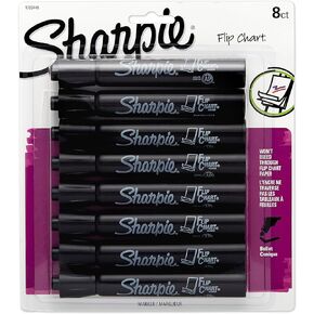 SHARPIE Flip Chart Markers, Bullet Tip, Assorted Colors, 8-Count