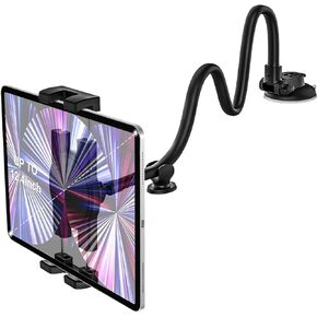 woleyi Tablet Holder for Car Dashboard Windshield [Gooseneck Long Arm] Suction Cup iPad Holder for Car, Car Tablet Mount Compatible with iPad Pro Air Mini, Galaxy Tabs, Cell Phones, 4.7-12.4" Devices