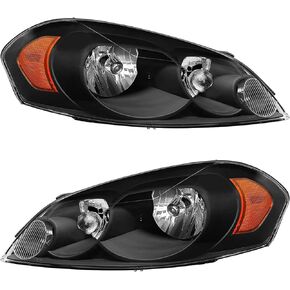 Headlights Assembly for 2006 2007 2008 2009 2010 2011 2012 2013 Chevy Impala /2006-2007 Chevy Monte Carlo /2014 2015 Chevy Impala Limited OE Pair Chrome Housing GM2502261/GM2503261