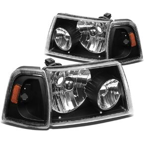 زوج من المصابيح الأمامية DNA MOTORING HL-OH-FRAN01-BK-AM متوافق مع Ford Ranger 2001-2011، غطاء أسود/زاوية كهرمانية