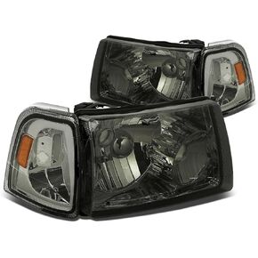 DNA MOTORING HL-OH-FRAN01-BK-AM Pair of Headlights Compatible with Ford Ranger 2001-2011, Black Housing/Amber Corner