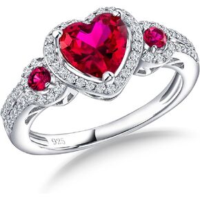 2ct Heart Shaped Engagement Rings for Women 925 Sterling Silver Heart Ring Sapphire/Ruby/Emerald Halo Promise Ring for Her Wedding Anniversary Size 6-10