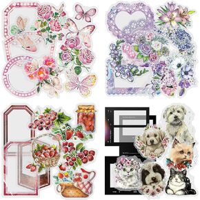 120 Sheets Scrapbook Sticker Photo Frame Sticker Photo Decoration Made in PET for DIY Photo Album Scrapbooking Diary Notebook Journals Arts and Crafts (Whisper)
