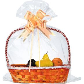 50 Packs 32" x 40" Cellophane Bags for Basket Extra-large Jumbo Clear Cellophane Wraps Clear Huge Cello Bags for Baskets, Gifts, Christmas Trees, Treats, Arts and Crafts, 50ct Ribbon Bows