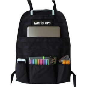 Tactical Carseat Back Organizer - Cars and Trucks Molle Pouches and Storage - Vehicle Universal Interior Adjustable Seat Cover - Black Seat Cover Protector - Muti-Pocket Seat Storage Bag