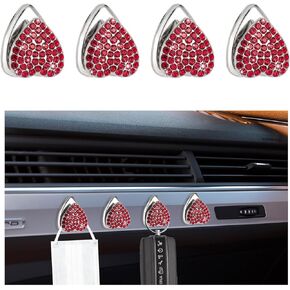 4 PCS Bling Mask Hooks for Car, Multifunctional Rhinestone Hook for Earphones Charging Cable, Adhesive Dashboard Storage Decor Sticky Hook Hanger, Car Accessories (AB)