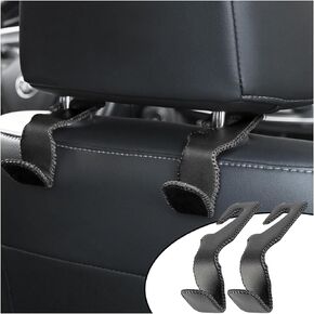 2Pack Car Superior Leather Headrest Hooks, Car Back Seat Leather Headrest Hanger Purse Holder Hook, Car Interior Accessories for Hanging Purses and Bags and Coats, Umbrellas (Beige)