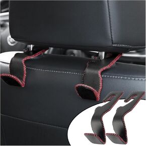 2Pack Car Superior Leather Headrest Hooks, Car Back Seat Leather Headrest Hanger Purse Holder Hook, Car Interior Accessories for Hanging Purses and Bags and Coats, Umbrellas (Beige)