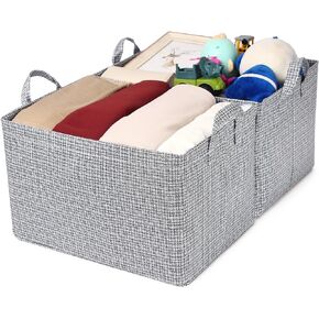 Storage Bins, Fabric Storage Baskets with Handles, Large Storage Baskets for Organizing, Closet Organizer Bin for Clothes, Toys, Books, Nursery, Home Office, Black & White 2-Pack