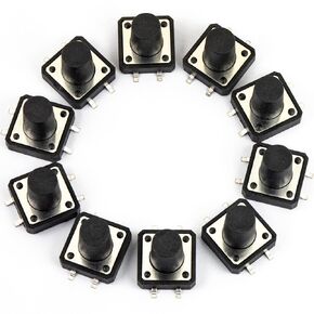 Tactile Push Button Switch DIP 4PIN ON/Off Horizontal Tactile Mini Micro Momentary Tact Switch 12x12x12mm (Pack of 50pcs)