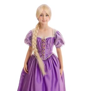 Girls Long Blonde Braided Wig Blonde Wig for Kids Princess Cosplay Wig Child Long Braided Halloween Party Wig With Wig Cap