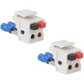 Speaker Keystone Jack – Spring Loaded Speaker Jack for Keystone Wall Plate, Female to Female, for Home Theater Wall Plates - White (2 Pack)