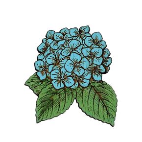 Hand Painted Hydrangea Brooch | Handmade Wood Blue Flower Pin