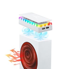 Mcbazel RGB Cooling Fan for Xbox Series S, Cooling System with 3 Speed Level Adjustable, 7 Modes RGB Light Strip, Dust Filter, Low Noise and 2 USB Port, Cooler Fan for Xbox Series S Console Only