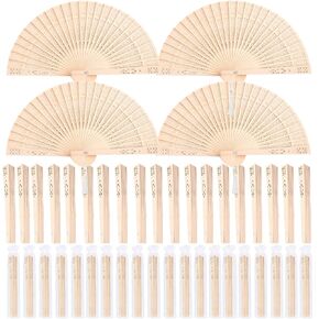 50 PCS Wooden Folding Fans Wedding Fans Chinese wooden Fan with Tassel Hand Held Folding Fans Hollow Pattern for Women Foldable Wedding Gifts Baby Shower Party Favor and Home Decorations