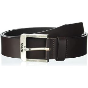 BOSS mens Thick Logo Buckle Smooth Leather Belt