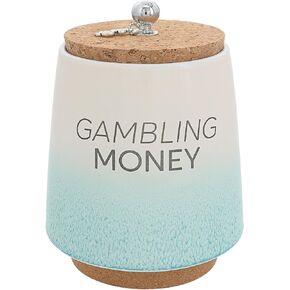 Pavilion - Gambling Money 6.5-inch Unique Ceramic Piggy Bank Savings Bank Money Jar with Cork Base and Cork Lid, Ombre Teal
