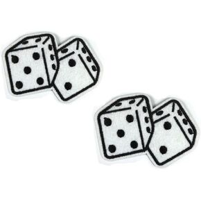Compatible with White Dice Patch Embroidered Applique Iron On Sew On Emblem for Outdoor Sport 2 Pcs