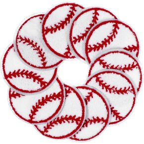 TEHAUX 10pcs Baseball Iron on Patches, 3 inch Chenille Embroidered Softball Baseball Sew On Patch Sports Applique for Backpack Jeans Clothes Trucker Hats Repair
