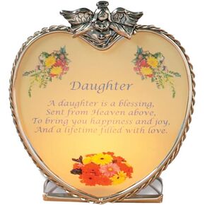 Daughter Heart Glass Candle Holder with Message Poem for Daughter