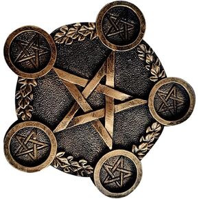 Yardwe Altar Supplies Pentagram Tealight Holder, 1Pc Star Candle Holder Resin Astrology Pentacle Altar Plate Tealight Holder Wiccan