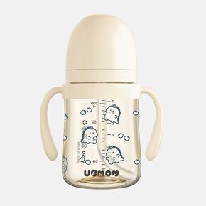 No-spill, Backflow prevention Sippy Cup with Straw, PPSU Learner Cup with Handle for Baby and Toddlers, BPA free, 6.76oz (Daino_Beige)