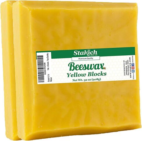 Stakich Yellow Beeswax Block - Natural, Triple Filtered - 2 Pound in Saudi Arabia