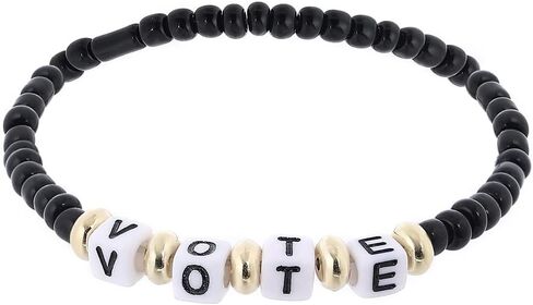Taouzi 20 Pcs VOTE Bracelets Encourage Voting Bracelets Beaded Initial Bracelets Fashion Popular Letter Bracelets for Women Girls in Saudi Arabia