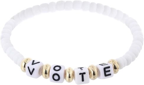 Taouzi 20 Pcs VOTE Bracelets Encourage Voting Bracelets Beaded Initial Bracelets Fashion Popular Letter Bracelets for Women Girls in Saudi Arabia