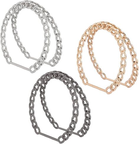 PH PandaHall 6pcs Chain Bag Handle, 3 Colors Metal Purse Handles Handbag Semicircle Handbag Handle PU Leather Bag Handles Replacement Handles for 4.13 Inch Decorative Bag Making DIY Handmade Beach Bag in Saudi Arabia