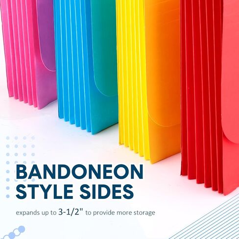 Fulmoon 24 Pack Colored Expanding File Wallet with Flap and Cord Closure, 3.5" Expansion Letter Size, Colorful File Pocket Assorted Colors for Office School Classroom Supplies in Saudi Arabia