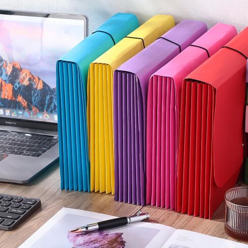Fulmoon 24 Pack Colored Expanding File Wallet with Flap and Cord Closure, 3.5" Expansion Letter Size, Colorful File Pocket Assorted Colors for Office School Classroom Supplies in Saudi Arabia